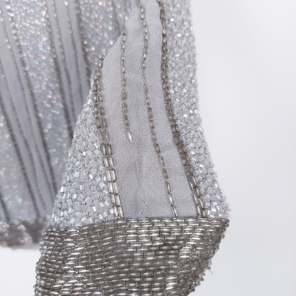 Topshop Silver Grey Beaded Top Size 8 - Picture 14 of 16